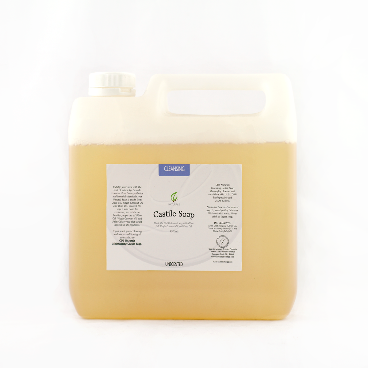 Unscented Cleansing Castile Soap bottle 4000mL
