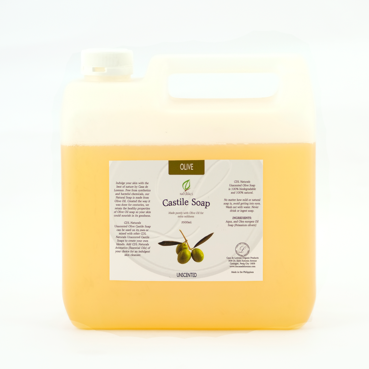Unscented Olive Castile Soap bottle 4000mL