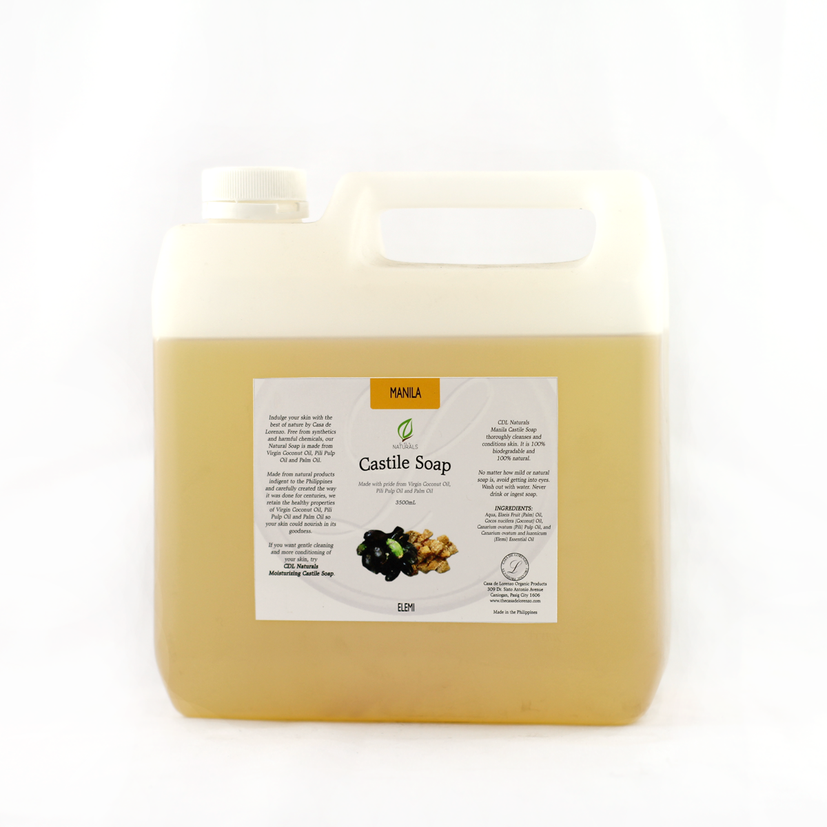 Elemi Manila Castile Soap bottle 1 gallon