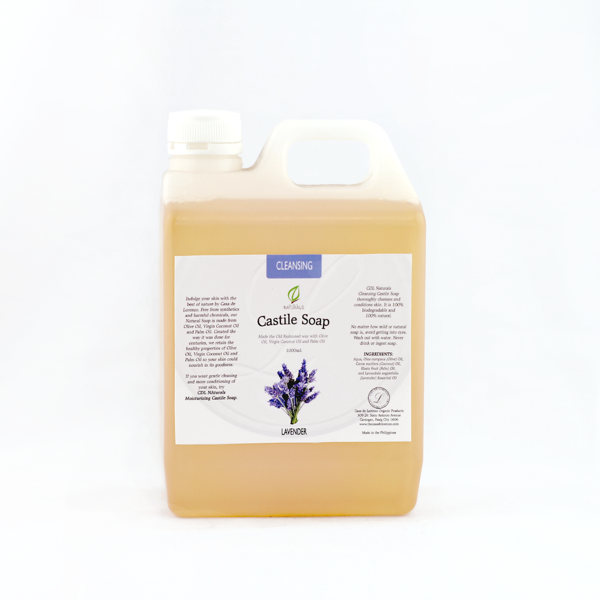 Lavender Cleansing Castile Soap bottle 1000mL