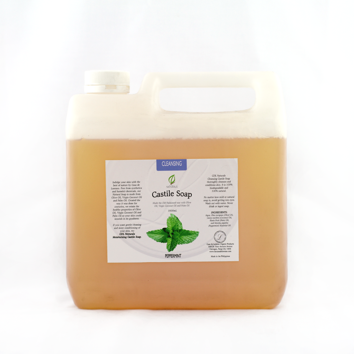 Peppermint Cleansing Castile Soap bottle 4000mL