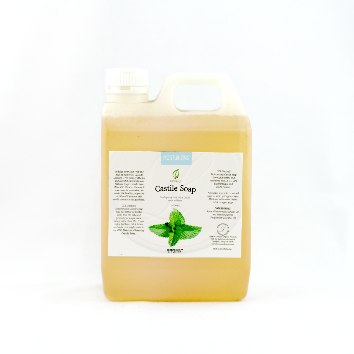 Peppermint Olive Castile Soap bottle 1000mL