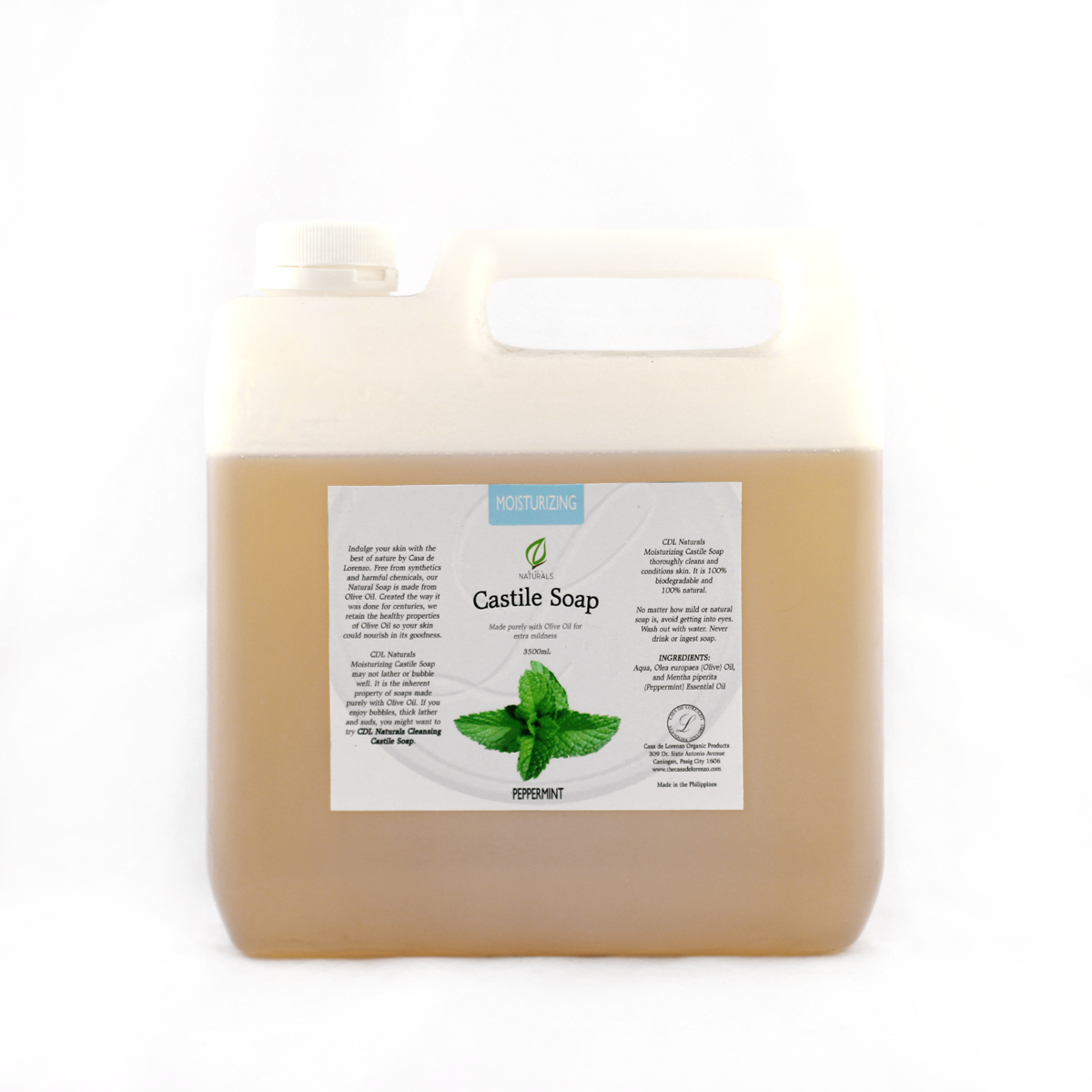 Peppermint Olive Castile Soap bottle 4000mL
