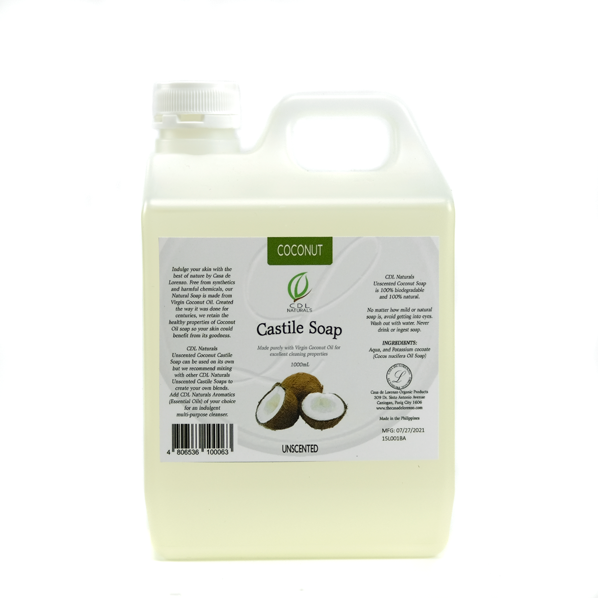 Unscented Coconut Castile Soap